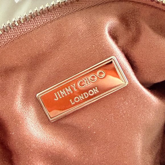 Jimmy Choo Dusty Pink Satin Pearl Embellished Callie Bag - Picture 7 of 8